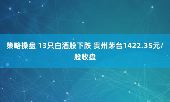 策略操盘 13只白酒股下跌 贵州茅台1422.35元/股收盘